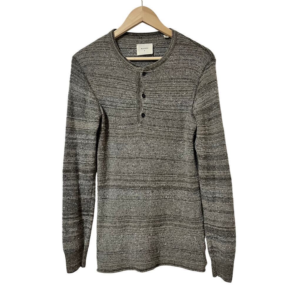 Billy Reid Men’s Textured Wool Blend Henley Sweater Size S Gray‎ Made in Italy